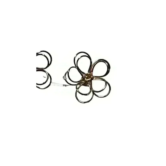 Golden Wire Petunia Stud Earrings - Picture 3 of 7